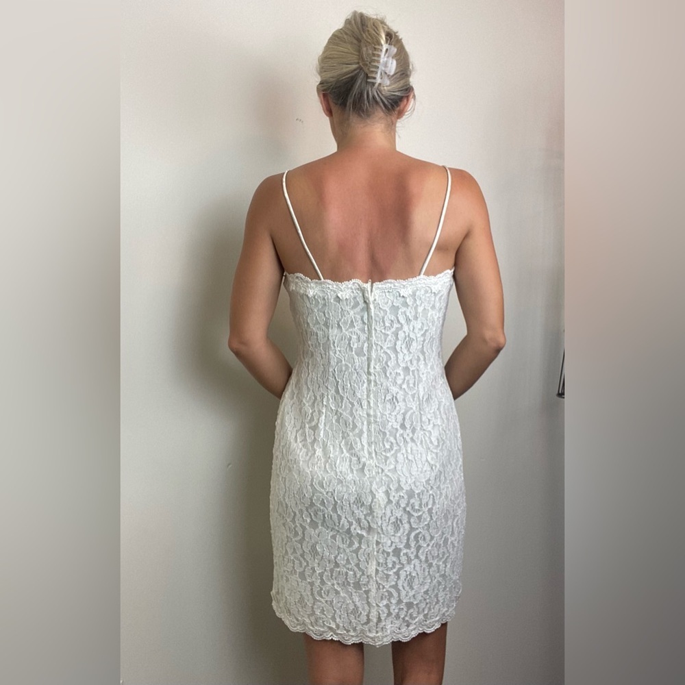 Vintage 80s 90s Deadstock Scott McClintock Gunne Sax White Mini Bridal Dress 6 - Picture 2 of 9